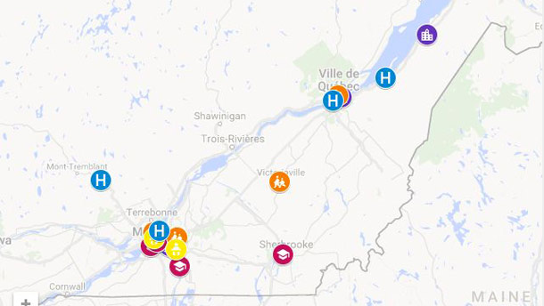 Une carte interactive permet de localiser les établissements participant au programme de reconnaissance Aliments du Québec au menu. Crédit photo : Aliments du Québec 