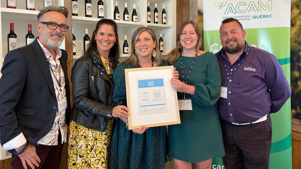 L’Union des producteurs agricoles s’est distinguée à deux reprises, soit pour sa campagne de promotion Mangeons local plus que jamais! et pour la refonte de son site Web. Photo : Gracieuseté de l'ACRA