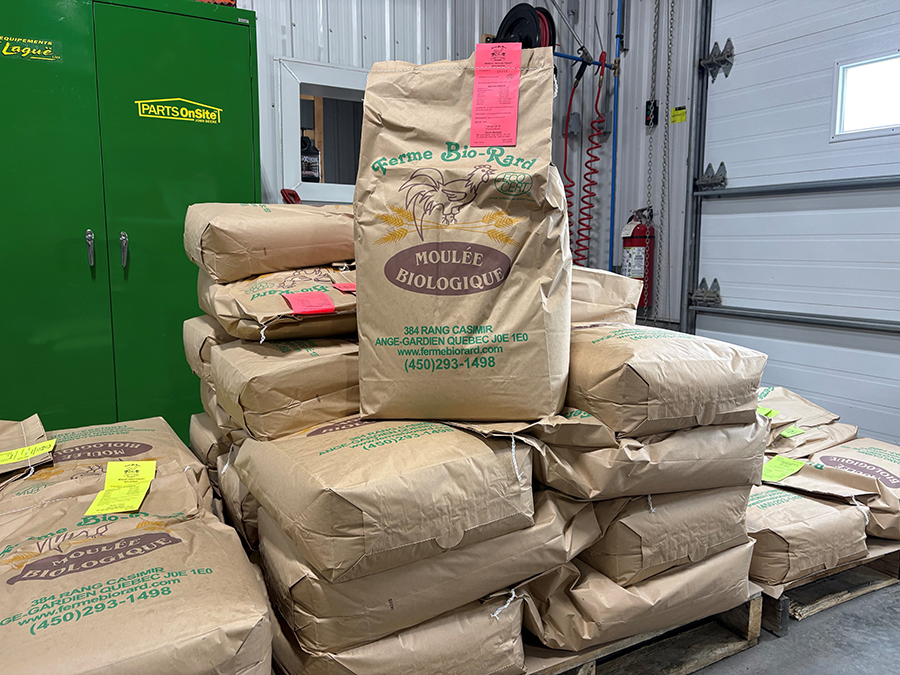 Cela fait plus de 20 ans que la Ferme Bio-Rard produit sa propre moulée bio, à partir de grains locaux, en grande partie achetés, mais aussi produits à même ses terres.