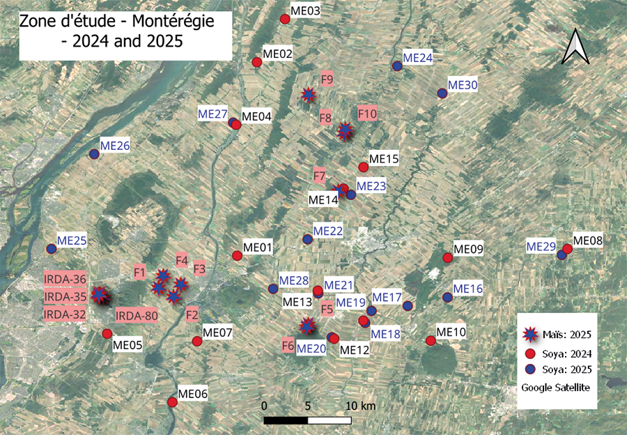 Les images satellites de la zone d’expérimentation de l’Université de Sherbrooke captées sur la Montérégie par Sentinelle 1 et Sentinelle 2, de l’Agence spatiale européenne.
