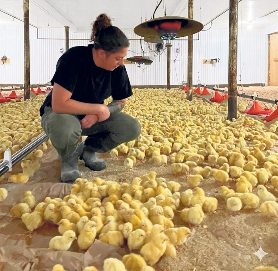 Lorsque Myrianne Lacelle reçoit les poussins d’un couvoir, ils ont à peine un jour de vie. Photo : Gracieuseté : Ferme La rose des vents