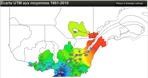 L’accumulation des unités thermiques se fait avec plus de retard qu’à l’habitude au sud de la province. Crédit photo : http://www.agrometeo.org