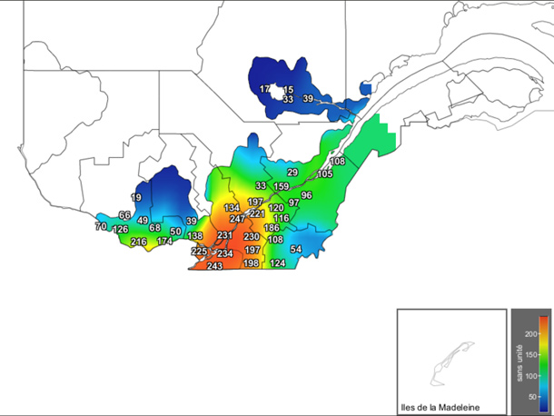 Voilà le nombre d’unités thermiques accumulées en date du 29 mai. Crédit photo : http://www.agrometeo.org