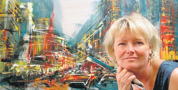 La peintre illustre le monde modelé par l’activité humaine.