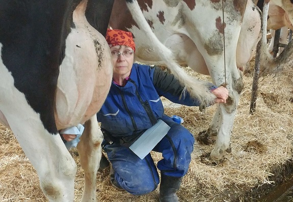 Inspirée par son grand-père qui faisait la traite manuelle des vaches en Suisse, Patricia Brullhardt a toujours chéri ce contact privilégié avec les animaux. Photo : Gracieuseté de la famille Brullhardt
