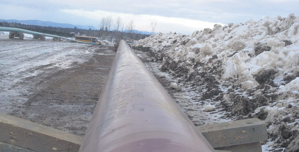 Les travaux d’installation du pipeline d’Énergie Valero (Ultramar) ont été effectués durant l’hiver.