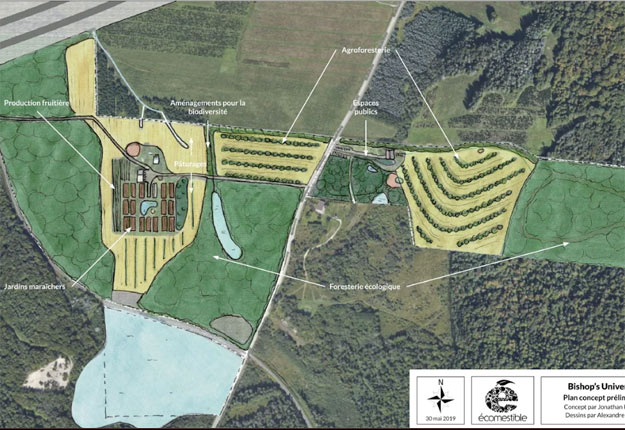 Environ 140 des 500 acres du campus de l’Université Bishop’s seront consacrés à l’exploitation de la ferme. Photo : Gracieuseté de Jonathan Pineault