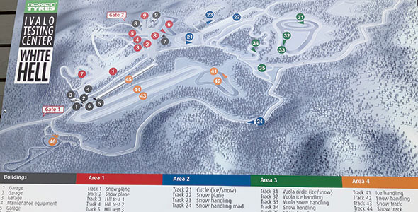 La carte du Centre de tests d'Ivalo ressemble à s'y méprendre à une carte de station de ski. Photo : Vincent Cauchy / TCN
