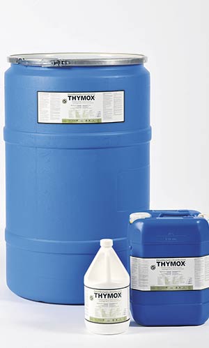 Le Thymox AG, un désinfectant conçu pour les bâtiments de fermes  porcines et les poulaillers, détruit les agents infectieux tels que E. coli,  Salmonella et les virus de la DEP et de l’Influenza.
