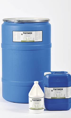 Le Thymox AG, un désinfectant conçu pour les bâtiments de fermes porcines et les poulaillers, détruit les agents infectieux tels que E. coli, Salmonella et les virus de la DEP et de l’Influenza.