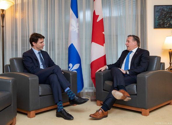 Les premiers ministres du Québec et du Canada se sont rencontrés le 13 décembre à Montréal. Crédit photo : François Legault/Twitter