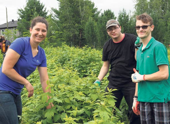 Myriam de Coussergues supervise les membres de la Brigade, en plus de travailler avec eux des aptitudes socioprofessionnelles… entre deux plants de framboises!