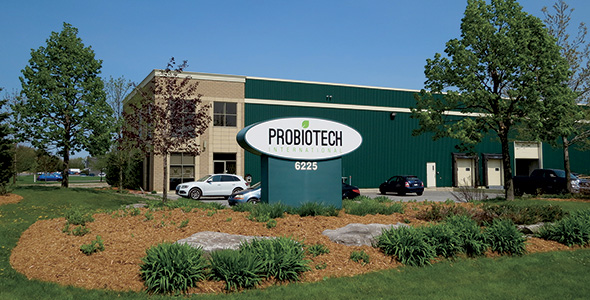 Vue de l’usine de Probiotech International inc. située dans la Cité de la biotechnologie agroalimentaire,  vétérinaire et agroenvironnementale de Saint-Hyacinthe.