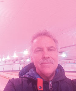 Le producteur René Gélinas fait la démonstration de son poulailler rose. Photo : Gracieuseté de René Gélinas