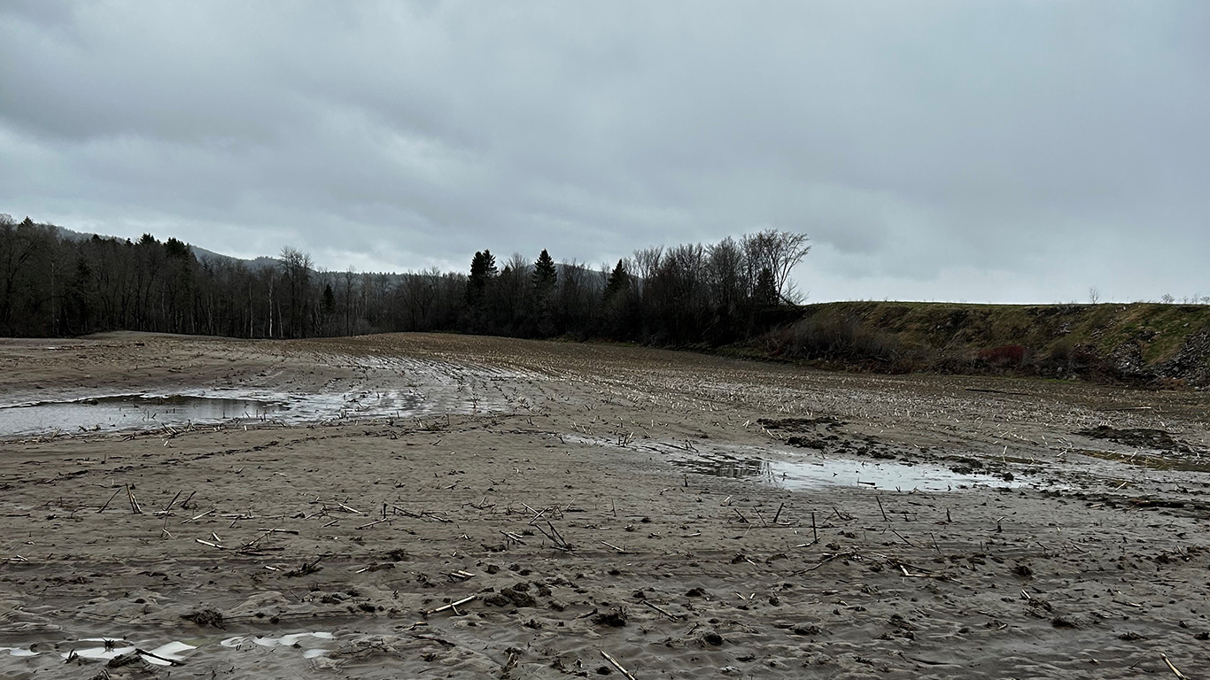 Les terres du producteur Nicol Simard ont été inondées sur une dizaine d’hectares où il sème normalement du foin et du maïs. Photo : Gracieuseté de Nicol Simard