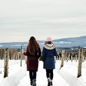 Découvrir les vignobles en hiver permet de prendre conscience d’une spécificité qui les rend uniques. Photo : Daphné Caron/CLD Brome-Missisquoi