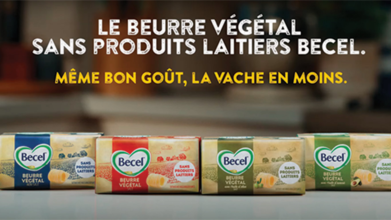 La publicité de beurre végétal Becel fait référence à l’industrie laitière.
